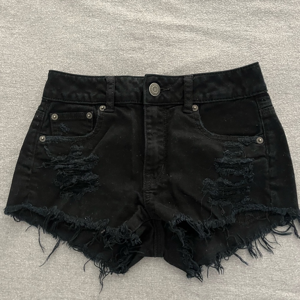 American Eagle black denim shorts